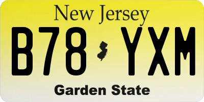 NJ license plate B78YXM