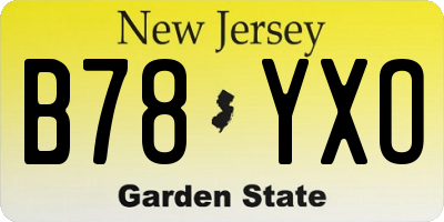 NJ license plate B78YXO