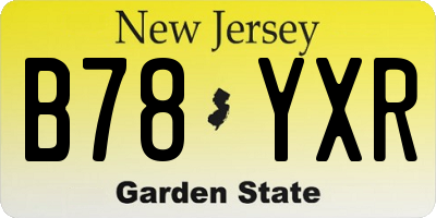 NJ license plate B78YXR