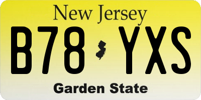 NJ license plate B78YXS