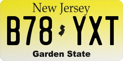 NJ license plate B78YXT