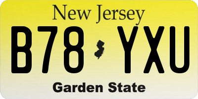 NJ license plate B78YXU