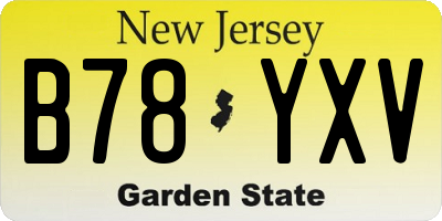 NJ license plate B78YXV
