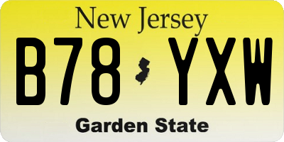 NJ license plate B78YXW
