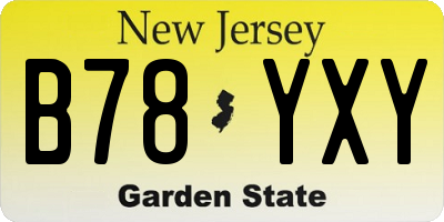 NJ license plate B78YXY