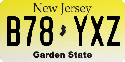 NJ license plate B78YXZ