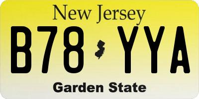NJ license plate B78YYA