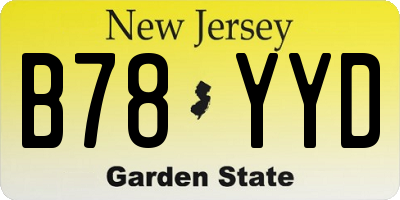 NJ license plate B78YYD