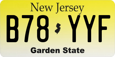 NJ license plate B78YYF