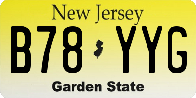 NJ license plate B78YYG