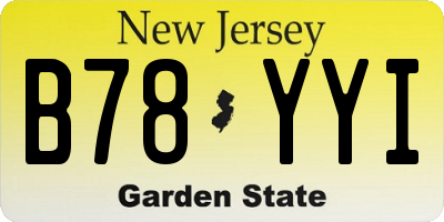 NJ license plate B78YYI