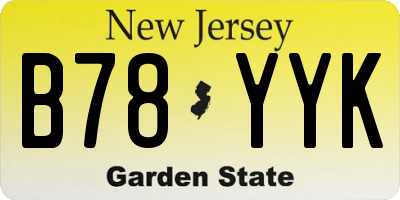 NJ license plate B78YYK