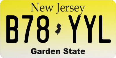 NJ license plate B78YYL