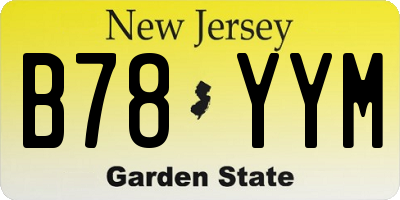 NJ license plate B78YYM