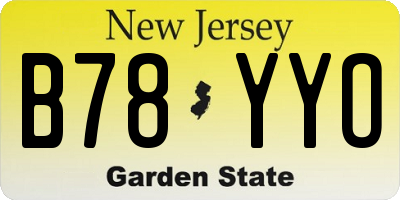 NJ license plate B78YYO