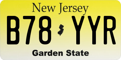 NJ license plate B78YYR