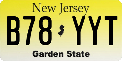 NJ license plate B78YYT
