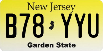 NJ license plate B78YYU