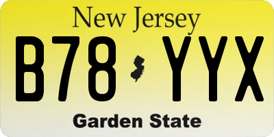 NJ license plate B78YYX