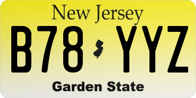 NJ license plate B78YYZ