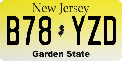NJ license plate B78YZD