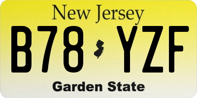 NJ license plate B78YZF