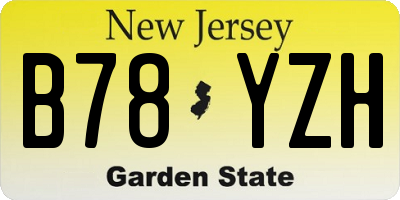 NJ license plate B78YZH