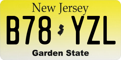 NJ license plate B78YZL