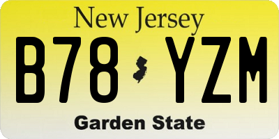 NJ license plate B78YZM