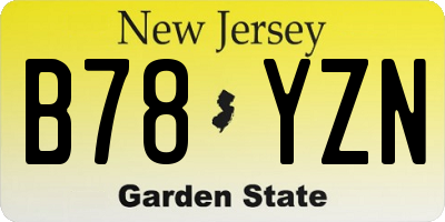 NJ license plate B78YZN
