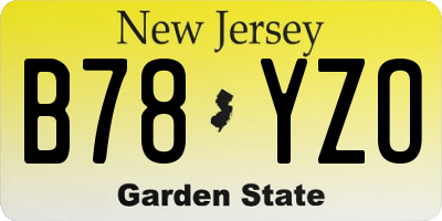 NJ license plate B78YZO