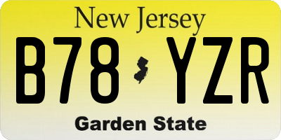 NJ license plate B78YZR
