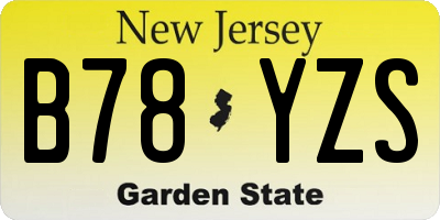 NJ license plate B78YZS