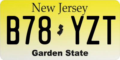 NJ license plate B78YZT