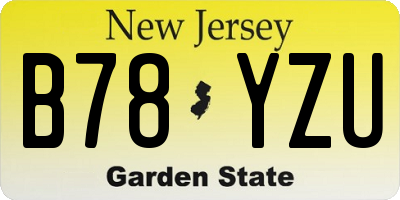 NJ license plate B78YZU