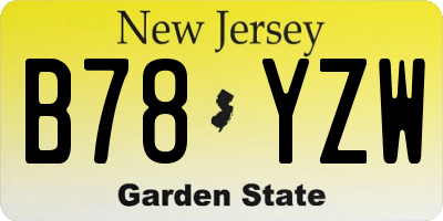 NJ license plate B78YZW