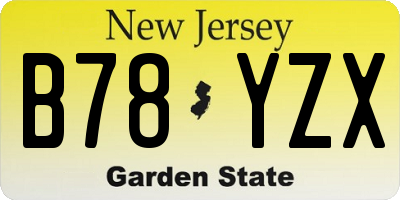 NJ license plate B78YZX
