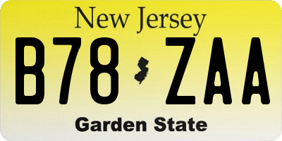 NJ license plate B78ZAA