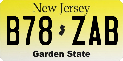 NJ license plate B78ZAB