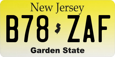 NJ license plate B78ZAF