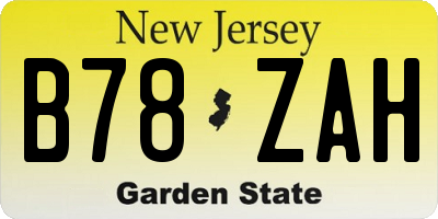 NJ license plate B78ZAH