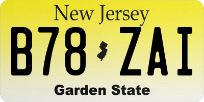 NJ license plate B78ZAI