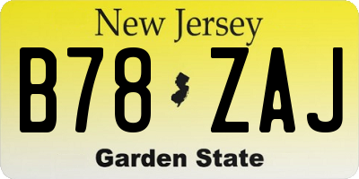 NJ license plate B78ZAJ