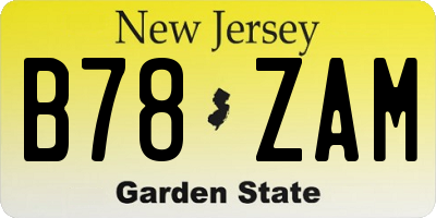 NJ license plate B78ZAM