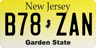 NJ license plate B78ZAN