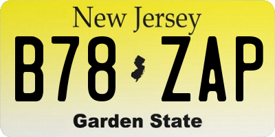 NJ license plate B78ZAP