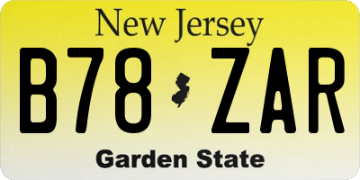 NJ license plate B78ZAR