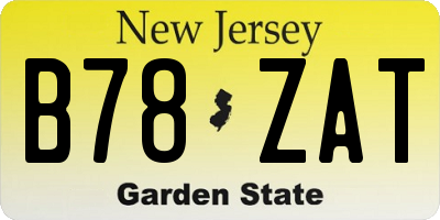 NJ license plate B78ZAT