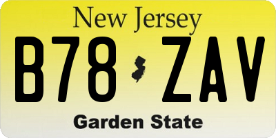 NJ license plate B78ZAV