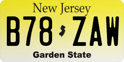 NJ license plate B78ZAW